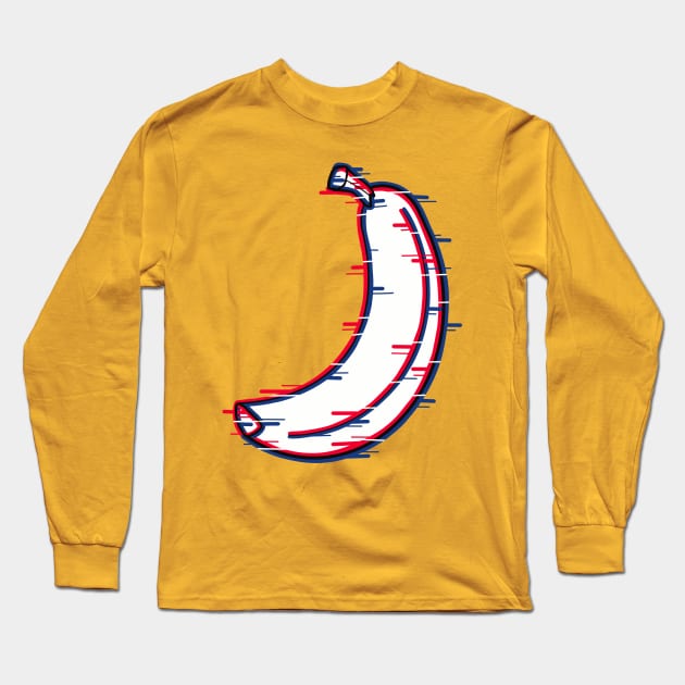 Glitch effect on a banana Long Sleeve T-Shirt by Fruit Tee